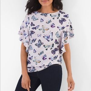 Chico's Butterfly Print Blouse - Purple and Blue